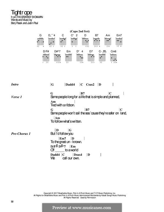 Tightrope (from The Greatest Showman): Letras e Acordes by Justin Paul, Benj Pasek