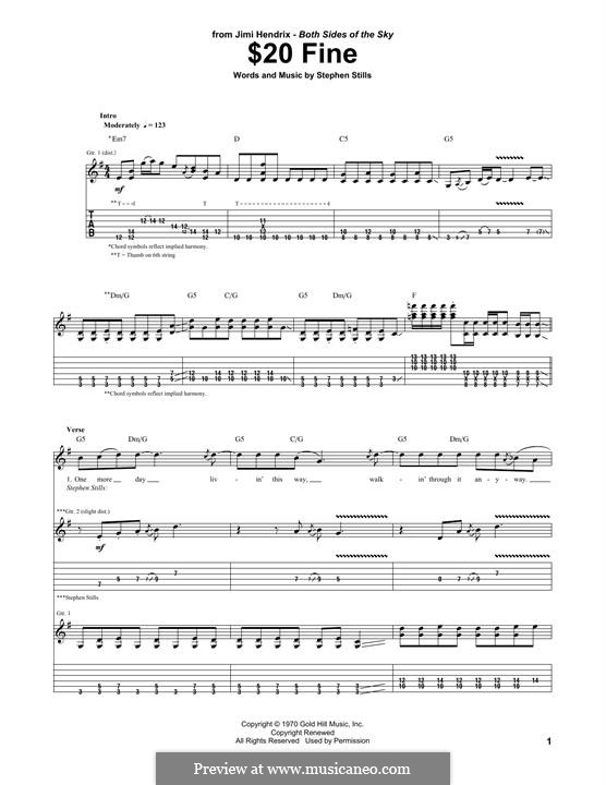 $20 Fine: Para guitarra com guia by Stephen Stills