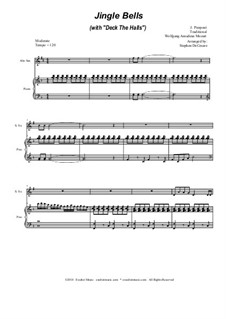 Jingle Bells (with 'Deck The Halls'): Duet for soprano and alto saxophone by Wolfgang Amadeus Mozart, folklore, James Lord Pierpont