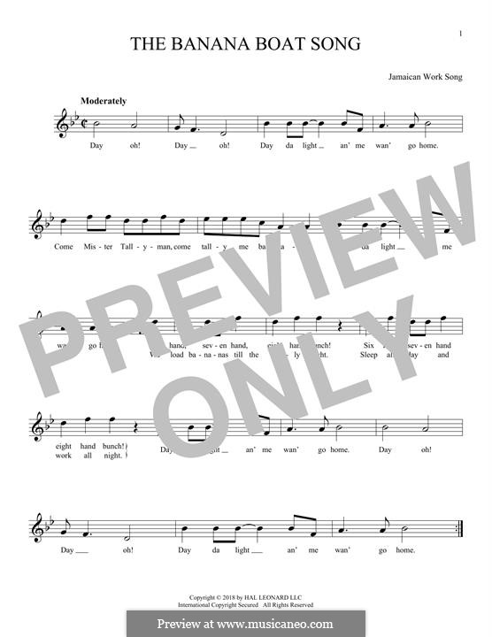 The Banana Boat Song (DayO) por folklore Partituras on músicaNeo