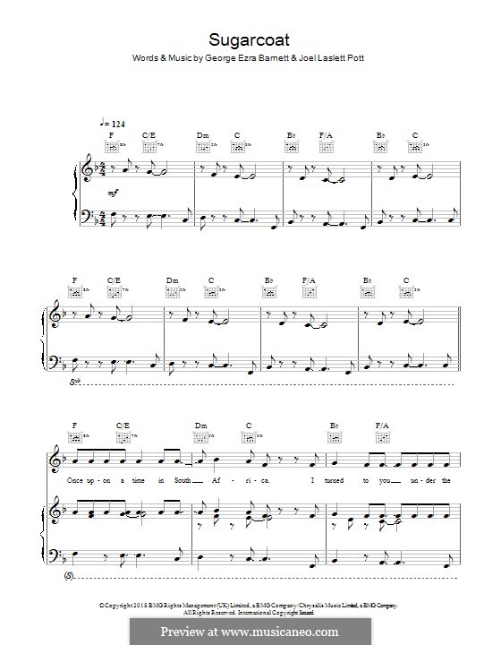 Sugarcoat: Para vocais e piano (ou Guitarra) by Joel Pott, George Ezra Barnett