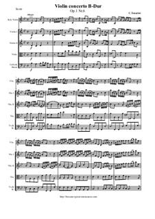 12 Concerti a cinque, Op.1: Concerto No.6 in B-Dur - score and parts by Carlo Tessarini