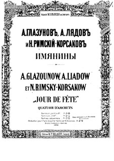 Name Day for String Quartet: violino parte I by Alexander Glazunov, Nikolai Rimsky-Korsakov, Anatoly Lyadov