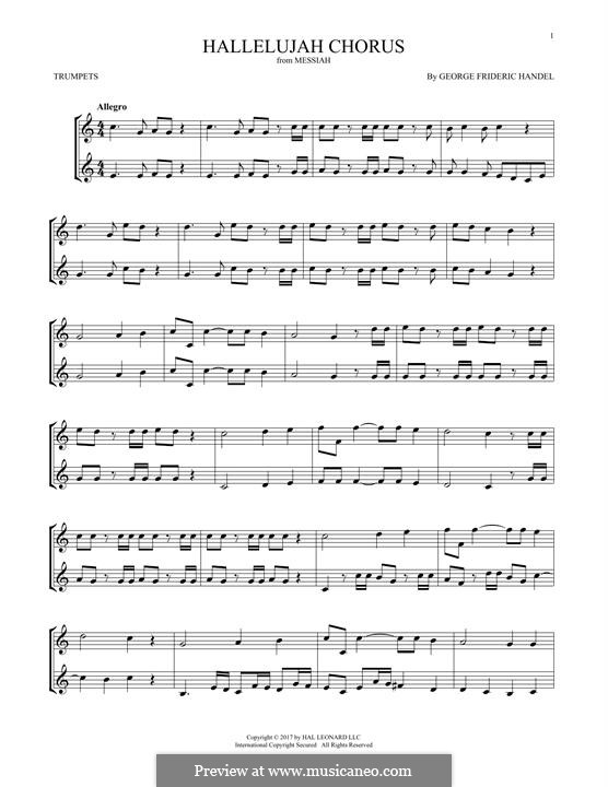 No.44 Hallelujah (Printable Scores): For two trumpets by Georg Friedrich Händel