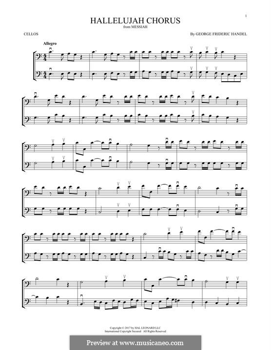 No.44 Hallelujah (Printable Scores): para dois violinos by Georg Friedrich Händel