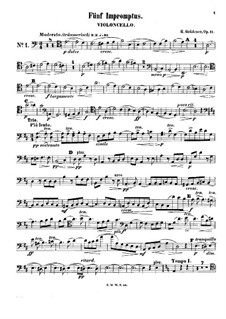 Five Impromptus for Piano Trio, Op.11: parte violoncelo by Hermann Grädener