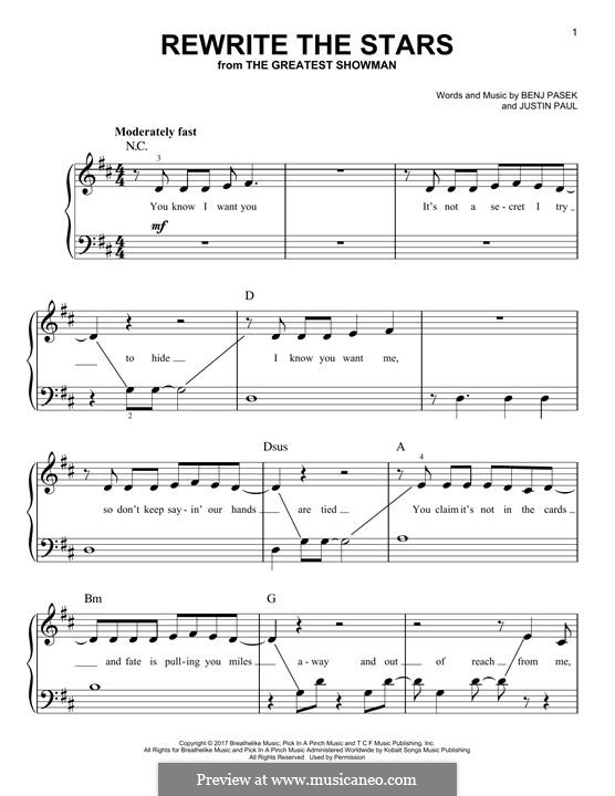 Rewrite the Stars (from The Greatest Showman): Para Piano by Justin Paul, Benj Pasek