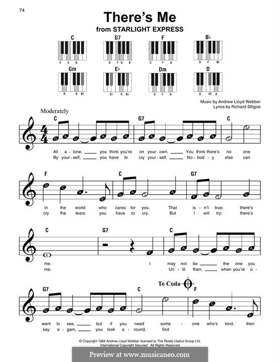 There's Me: For easy piano with lyrics by Andrew Lloyd Webber