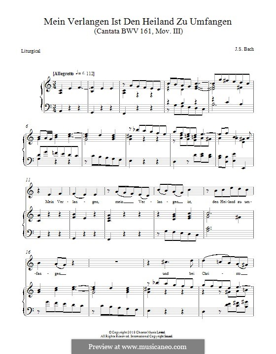 Komm, du süsse Todesstunde, BWV 161: Mein Verlangen Ist Den Heiland Zu Umfangen by Johann Sebastian Bach