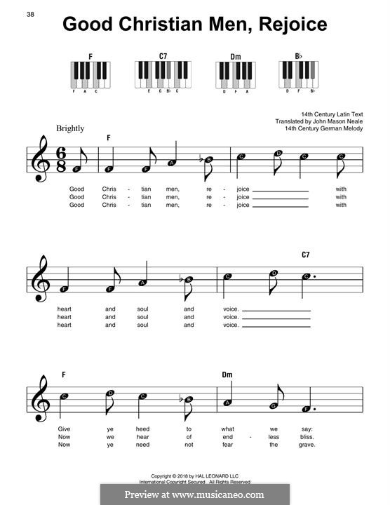 Good Christian Men, Rejoice: Facil para o piano by folklore