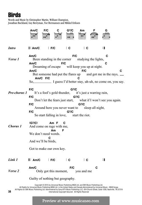 Birds (Coldplay): Letras e Acordes by Chris Martin, Guy Berryman, Jonny Buckland, Mikkel Storleer Eriksen, Tor Erik Hermansen, Will Champion