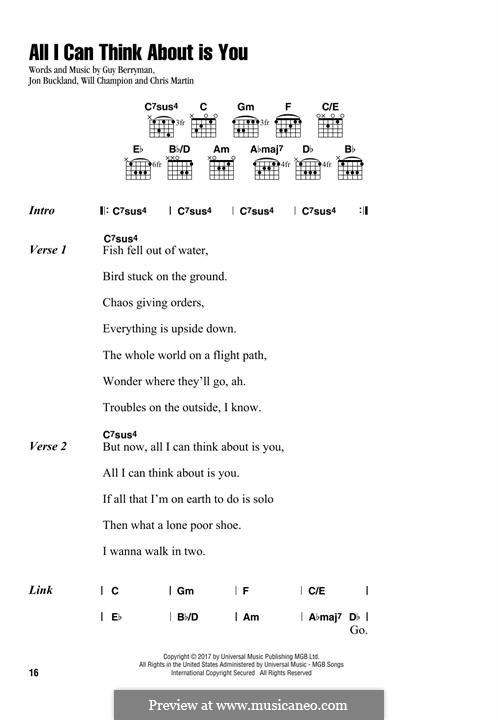 All I Can Think About Is You (Coldplay): Letras e Acordes by Chris Martin, Guy Berryman, Jonny Buckland, Eric Champion