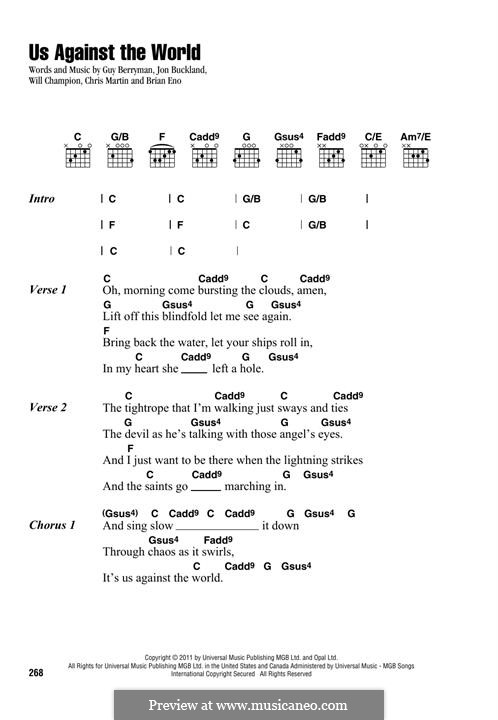 Us Against the World (Coldplay): Letras e Acordes by Brian Eno, Chris Martin, Guy Berryman, Jonny Buckland, Will Champion