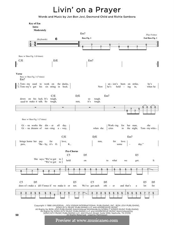 Instrumental version: For bass voice by Desmond Child, Jon Bon Jovi, Richie Sambora