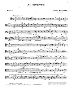 Quintet for Piano and Winds in D Minor, Op.8: Basoon part by Albéric Magnard