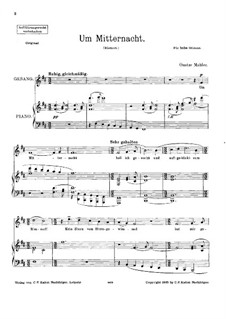 Rückert Lieder: Um Mitternacht (The Midnight Hour), for voice and piano by Gustav Mahler