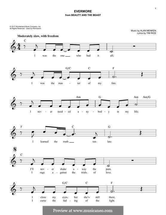 Piano-vocal version: melodia by Alan Menken