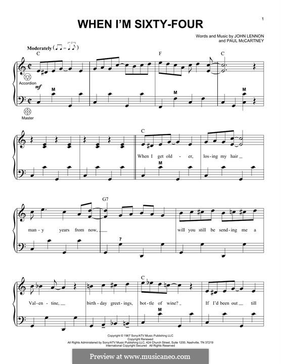 When I'm Sixty-Four (The Beatles), for One Instrument: para acordeão by John Lennon, Paul McCartney