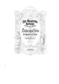 Songs without Words, Books I-VI: para violino e piano - parte violino by Felix Mendelssohn-Bartholdy