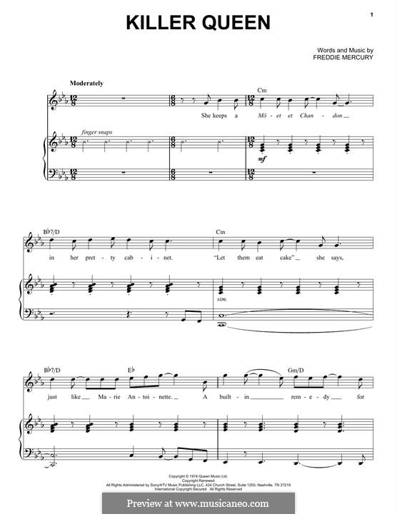 Killer Queen (Queen): Para vocais e piano by Freddie Mercury