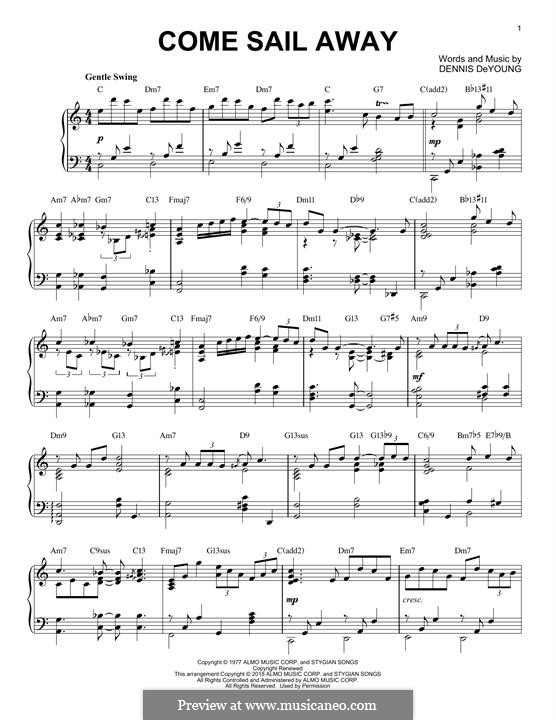 Come Sail Away (Styx): Para Piano by Dennis DeYoung