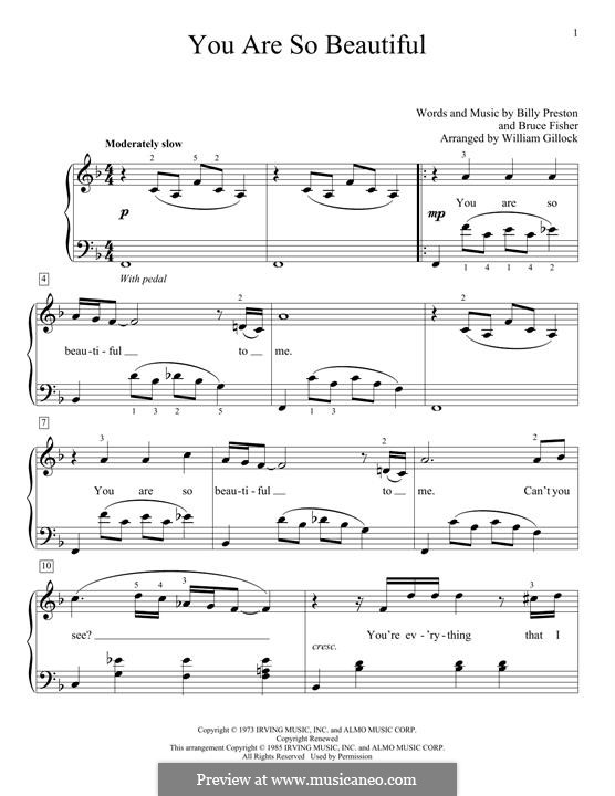 You Are So Beautiful (Joe Cocker): Facil para o piano by Billy Preston, Bruce Fisher