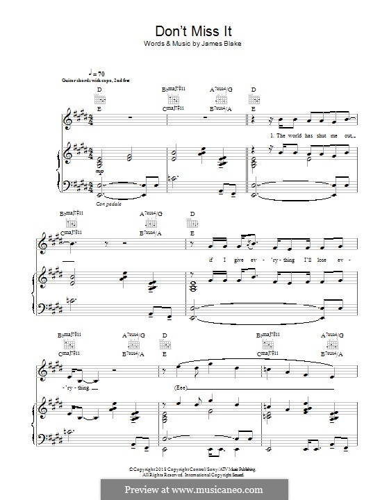 Don't Miss It: Para vocais e piano (ou Guitarra) by James Blake