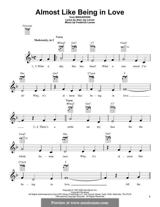 Almost Like Being in Love (Frank Sinatra): para ukulele by Frederick Loewe