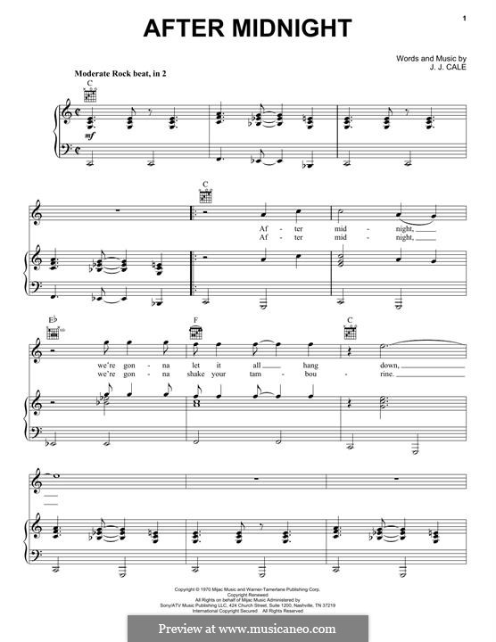 After Midnight: Para vocais e piano (ou Guitarra) by J.J. Cale