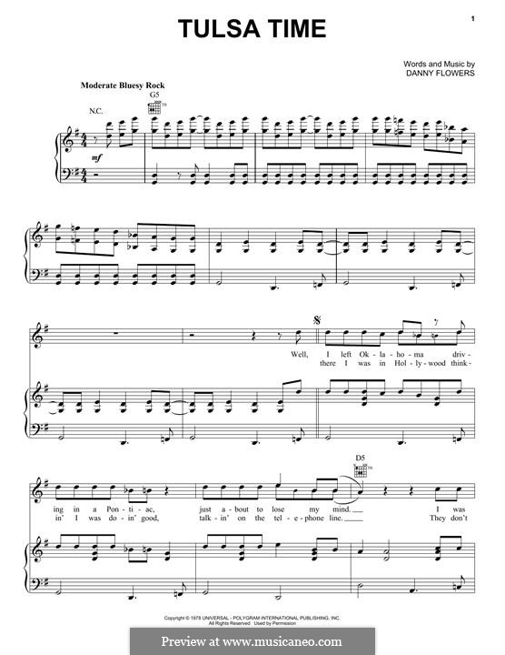 Tulsa Time: Para vocais e piano (ou Guitarra) by Daniel Flowers
