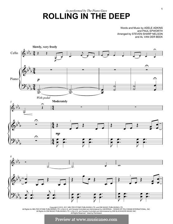 Instrumental version: For cello and piano (The Piano Guys) by Adele, Paul Epworth