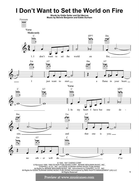 I Don't Want to Set the World on Fire (The Ink Spots): para ukulele by Bennie Benjamin, Eddie Durham