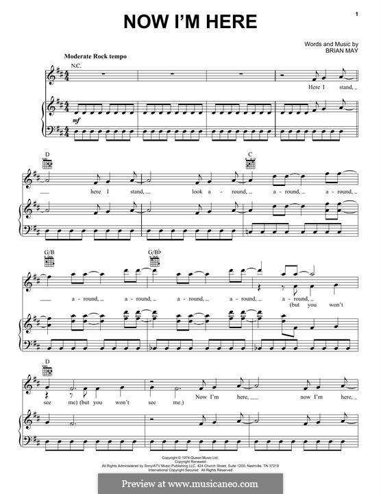 Now I'm Here (Queen): Para vocais e piano (ou Guitarra) by Brian May
