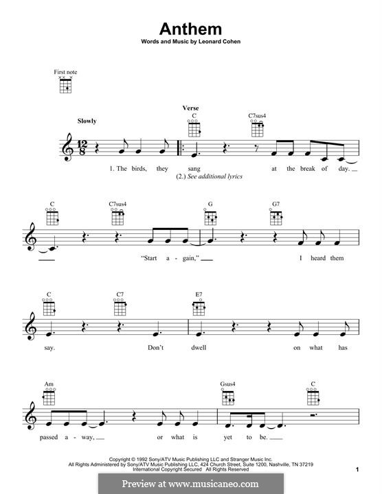 Anthem: para ukulele by Leonard Cohen
