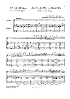 Fantasia on 'Les Millions d'Arlequin' by R. Drigo: Score for flute and piano by Ernesto Köhler