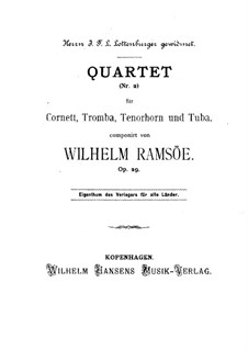 Brass Quartet No.2 in F Major, Op.29: Partitura completa by Wilhelm Ramsöe