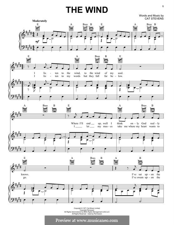 The Wind: Para vocais e piano (ou Guitarra) by Cat Stevens