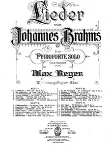 Selected Songs: Book II, for piano by Johannes Brahms