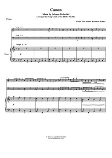 Trio instrument version: For oboe, bassoon and piano by Johann Pachelbel