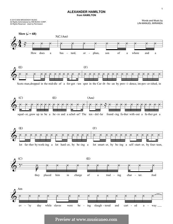 Alexander Hamilton (from 'Hamilton'): melodia by Lin-Manuel Miranda