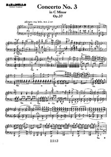 Concerto for Piano and Orchestra No.3, Op.37: Movimento I, para piano de quatro maõs by Ludwig van Beethoven