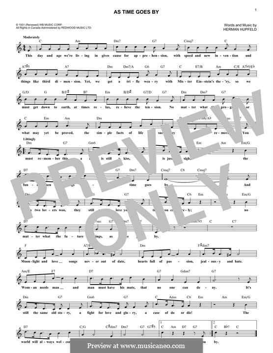 As Time Goes By: melodia by Herman Hupfeld
