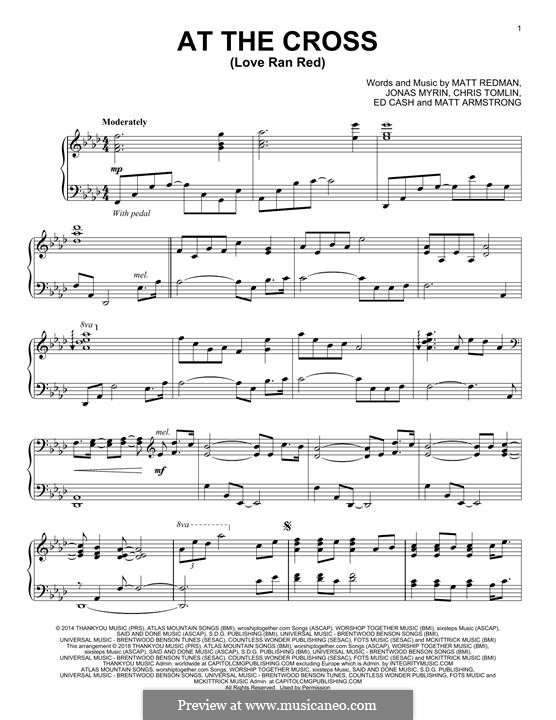 At the Cross (Love Ran Red): Para Piano by Chris Tomlin, Ed Cash, Jonas Myrin, Matt Armstrong, Matt Redman