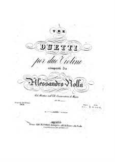 Three Duos for Two Violins, BI 206, 228, 133 Op.20: Três duetos para dois violinos by Alessandro Rolla