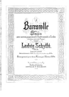 Barcarole for Piano and Strings (or Two Pianos), Op.60: Partitura completa by Ludvig Schytte