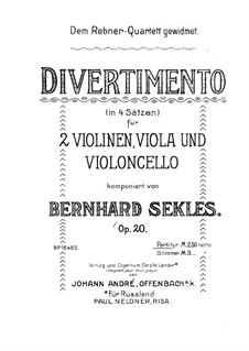 Divertissement for String Quartet, Op.20: Partitura completa by Bernhard Sekles
