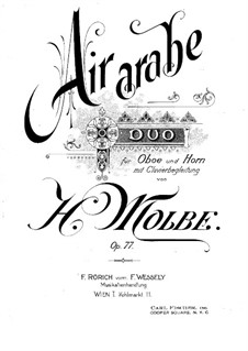 Air arabe. Duo, Op.77: For oboe, french horn and piano by Heinrich Molbe