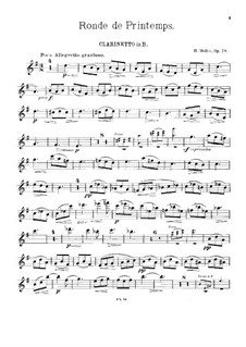 Ronde de Printemps, Op.78: Score for clarinet, french horn and piano – clarinet part by Heinrich Molbe