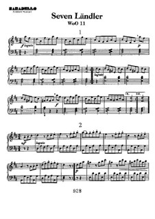 Seven Ländler, WoO 11: Para Piano by Ludwig van Beethoven