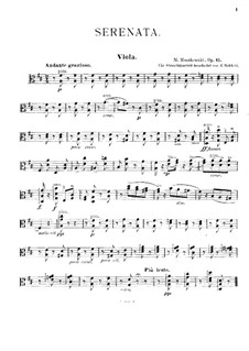 Six Pieces for Piano, Op.15: No.1 Serenade, for string quartet – viola part by Moritz Moszkowski